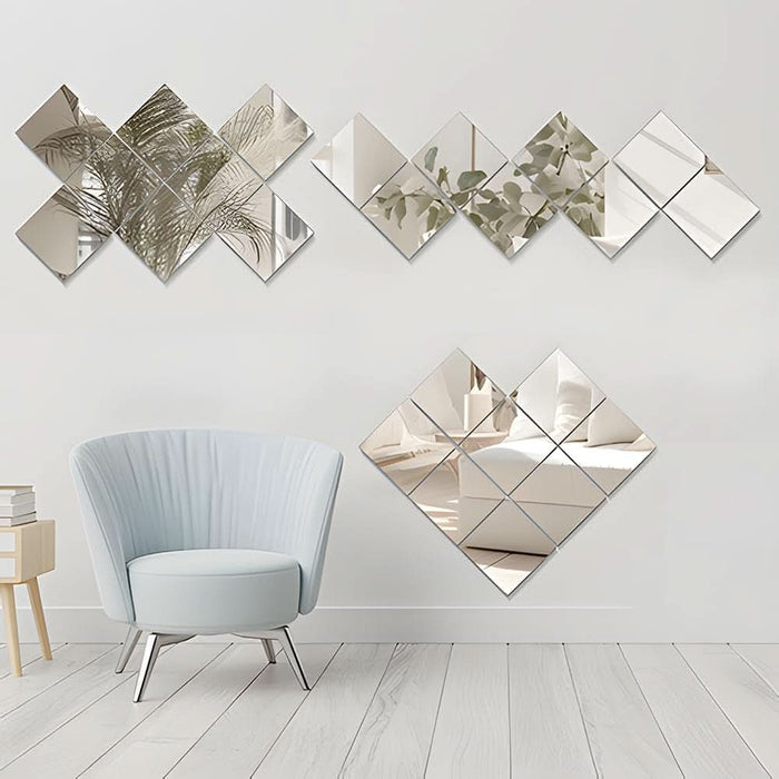Home Gym Mirror Tiles 11'' X 11'' X 8PCS Full Body Mirror Full Length & Wall Mounted Mirrors Decorative for Home Gym, Door, Bedroom & Bathroom