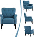 Modern Armchair, Mid Century Accent Chair with Sturdy Wood Legs and High Back for Small Space, Upholstered Fabric Sofa Club Chair for Living Room/Bedroom/Office, Navy Blue