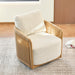 Cream Braid Swivel Contemporary Armchair Metal Frame