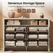 53.2" Fluted 6 Drawer Dresser with Open Shelf, Grey