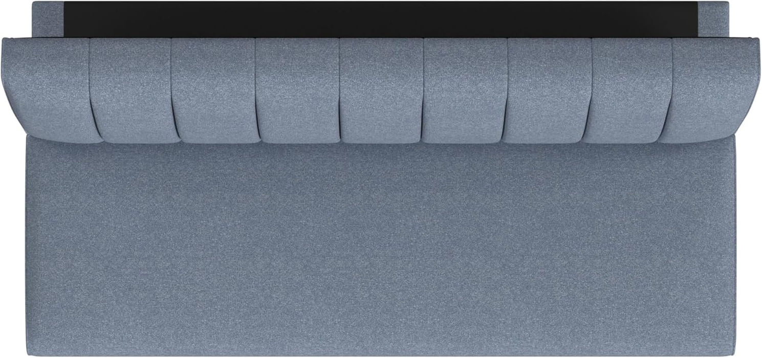 Blue Upholstered Convertible Futon Sofa Bed Dormitory