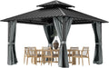 12x12 Aluminum Hardtop Gazebo Grey Weatherproof Roof
