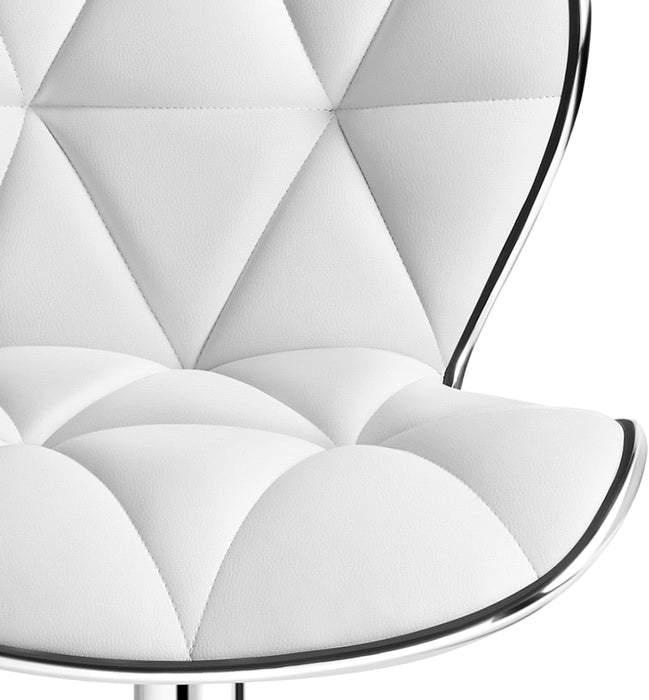 Bar Stools Set of 2, Island Chairs Shell Back, PU Leather Adjustable Barstools, Swivel Bar Chairs with Footrest for Home Kitchen, White