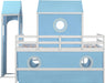 Twin Loft Bed With MultiSlide Playhouse AzureOceanBlue