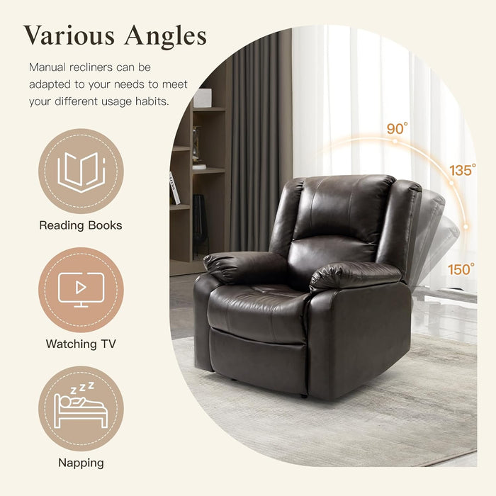 Brown Leather Recliner with Lumbar Support