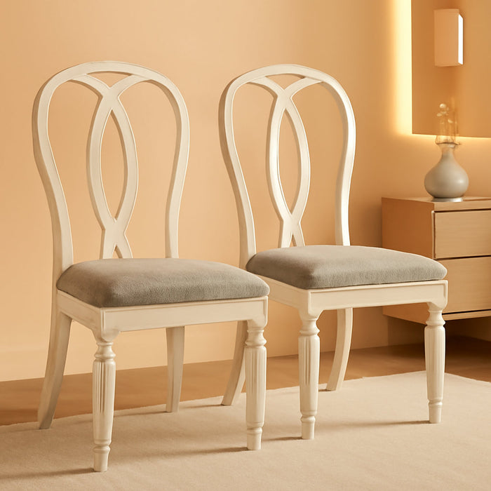 Realyn French Country Ribbon Back Dining Chair, 2 Count, Chipped White