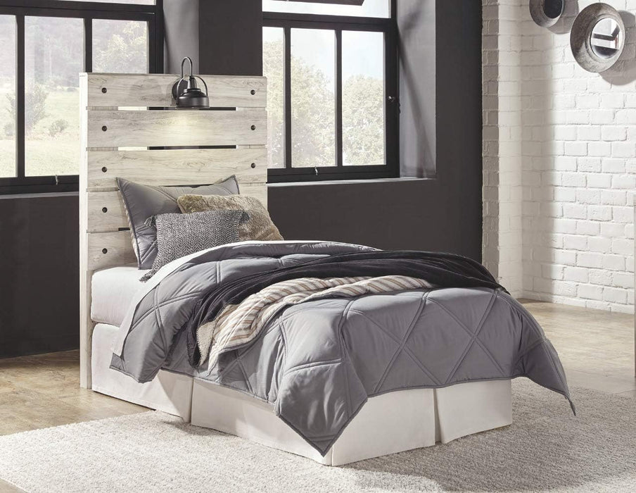 Cambeck Farmhouse Panel Headboard ONLY with USB Charging Stations, Twin, Whitewash