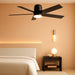 52 Inch Ceiling Fans with Lights and Remote,Flush Mount Black Ceiling Fan with 5 Blades,6 Speed Reversible DC Motor,3Cct Dimmable Led-Low Profile Design for Bedroom, Living Room & Covered Outdoor