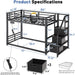 Black Twin Over Twin Metal Bunk Bed StorageDrawers