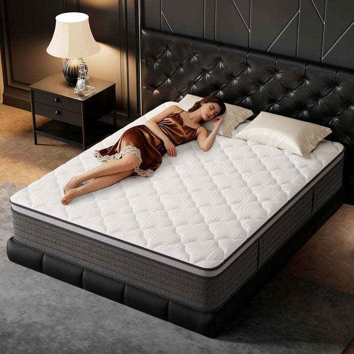 King Mattress 12 Inch Hybrid King Size-Gel Memory Foam Mattress in a Box, Individually Wrapped Pocket Spring, Pressure Relief Edge Support, Medium Firm