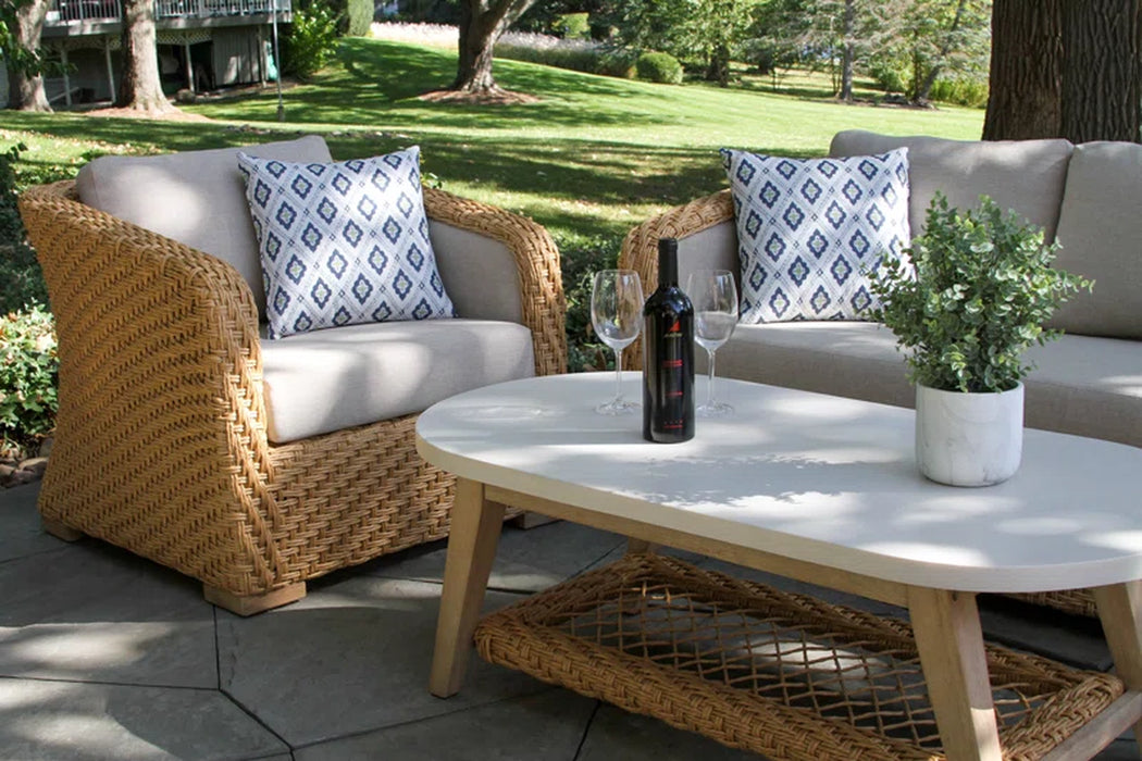 Edicott Eucalyptus Premium All-Weather Wicker 5 - Person Patio Conversation Sets with Cushions