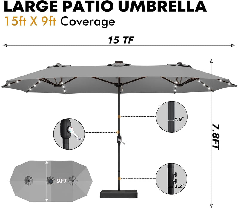 Patio Double-Sided Umbrellas with Base
