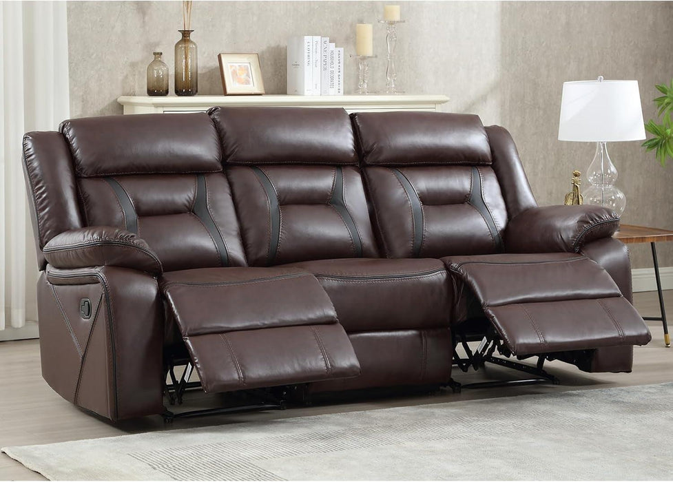 Faux Leather Manual Reclining Sofa, 3 Seat Recliner Sofa Chair, Couch Furniture for Living Room, Furniture, Meeting Room, Dark Brown (3 Seat Sofa)