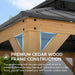 11 X 11 Ft. Wood Gazebo Standard Cedar Framed Gazebos with Black Double Steel Hardtop Roof for Garden, Backyard Shade, Matte Black Roof + Natural Wood Frame