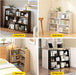 Wooden Extendable Shelf Bookcase - 3-Tier Ladder Low Short Bookshelf for Small Space or Corner, Dark Walnut, S
