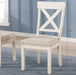 Prato Wood Cross Back Upholstered Dining Chairs, Set of 2, Antique White and Tan