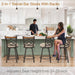 Swivel Bar Stools Set of 2, 25/30 Inch Adjustable Beige Fabric Bar Chairs with Antique Brass Frame, Mid-Century Counter Barstools with Back for Kitchen Island