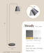 Steady Brass Floor Reading Lamp – Adjustable Standing Lamp with Solid Base, Reading Lamps Floor Standing, Grey Reading Floor Lamp for Living Room or over Chair Use