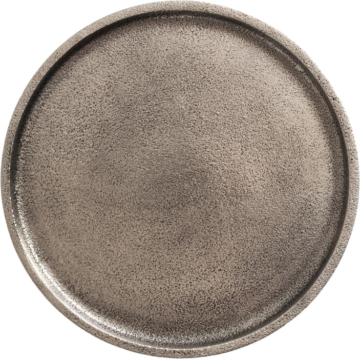 Rava Modern Metal round Drink Table, 10 X 10 X 21, Antique Nickel, Cast Aluminum Accent Table for Use as Indoor Plant Stand or Living Room Decor Piece