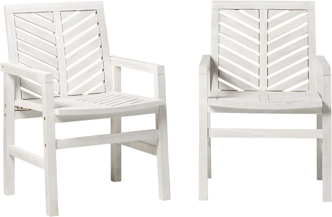 AZWC2VINWW Avalon Chevron Solid Acacia Wood Outdoor Chair, White Wash