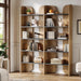 5-Tier Farmhouse Bookshelf, 70.87-Inch Tall Double Wide Bookcase with Open Shelves, Vintage Floor Standing Book Shelf (1, Brown+Black)