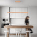39 Inches Natural Wood Dimmable PendantLight Fixture