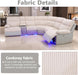 Power Reclining Sectional Sofa with LED, Sectional Couch Recliner Sofa Set, Living Room Furniture Set with USB Charging for Living Room with 2 Recliner Seats(Living Room Set, Beige Grey)