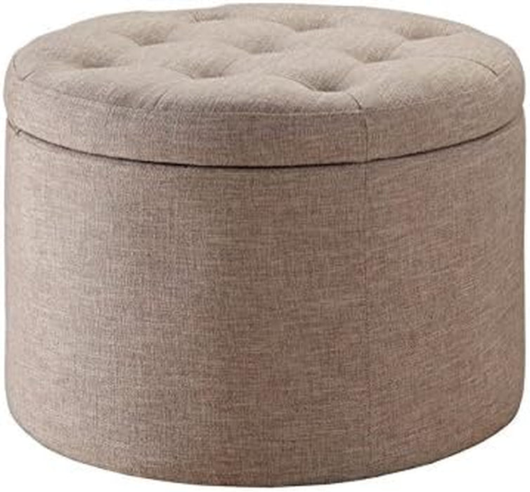 Designs4Comfort round Shoe Ottoman, Tan Fabric
