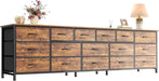 77.6" Long Dresser for Bedroom, 16 Drawer Fabric Dresser for Closet, Wide Chest of Drawers with Storage, TV Stand for 65, 75, 85 Inch TV, 77.6" W X 13" D X 26.4" H, Rustic Brown