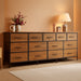77.6" Long Dresser for Bedroom, 16 Drawer Fabric Dresser for Closet, Wide Chest of Drawers with Storage, TV Stand for 65, 75, 85 Inch TV, 77.6" W X 13" D X 26.4" H, Rustic Brown