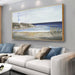 Large Ocean Wall Art Blue and Gold Wall Decor Framed Artwork Vogue Canvas Painting for Living Room Bedroom Dining Room Office Home Decor 30X60 Inch