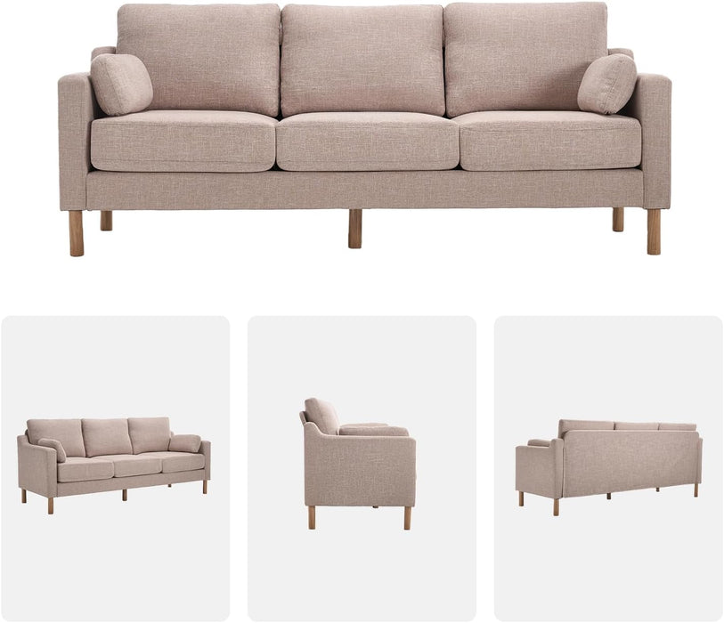Khaki Linen Sofa 83.5 Inch UltraDeep Cushioning