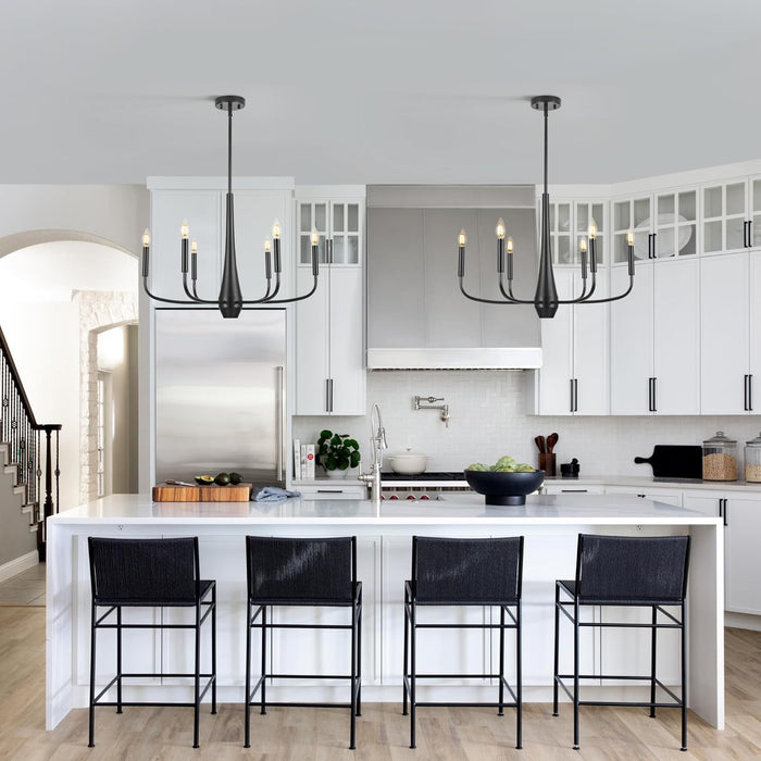 Black 6-Light Contemporary Farmhouse Chandelier Dining