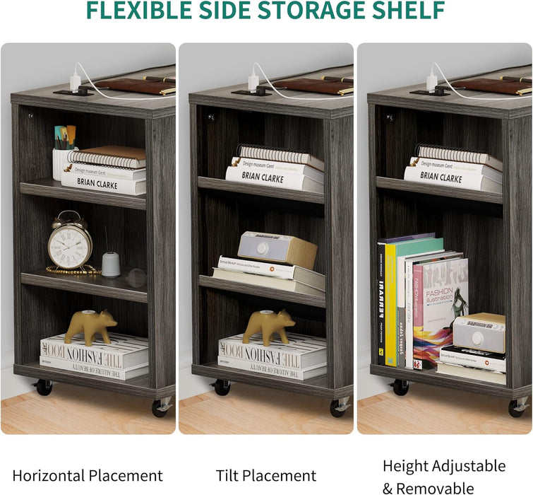 Grey Filing Cabinet with Charging Station & Lock