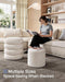 Round Set of 2 Sherpa Storage Ottoman Stool Boucle Vanity Stool Footstool with Removeable Lid Load up to 440 Lbs for Livingroom Bedroom White UASND68W