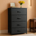 Dresser for Bedroom with 4 Storage Drawers, Small Dresser Chest of Fabric Drawers with Sturdy Steel Frame, Wood Top, Black