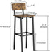 Set of 2 Bar Stools, Tall Bar Stools with Backrest and Footrest, Tall Bar Chairs, Industrial Style Counter Height Bar Stools for Dining Room, Kitchen, Bar Rustic Brown
