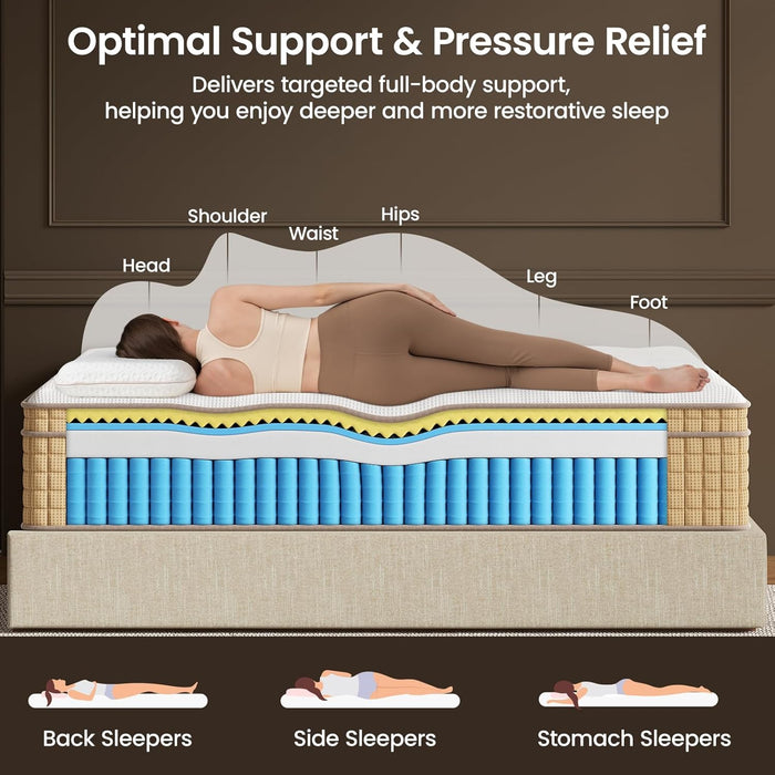 14 Inch Medium Firm Queen Hybrid Mattress with Zoned Support