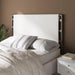 Aspen Queen Bed Headboard, Boucle Upholstered Headboard with Leather Straps and Black Matte Metal Frame, White/Black