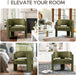 Modern Velvet Accent Chair Set of 2, Upholstered Barrel Chairs, Comfy Side Arm Chairs with 3 Legs for Living Room, Bedroom, Reading, Green