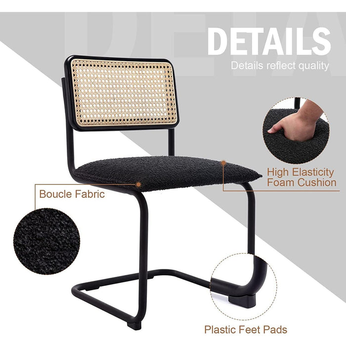 Set of 2 Black Rattan Dining Chairs