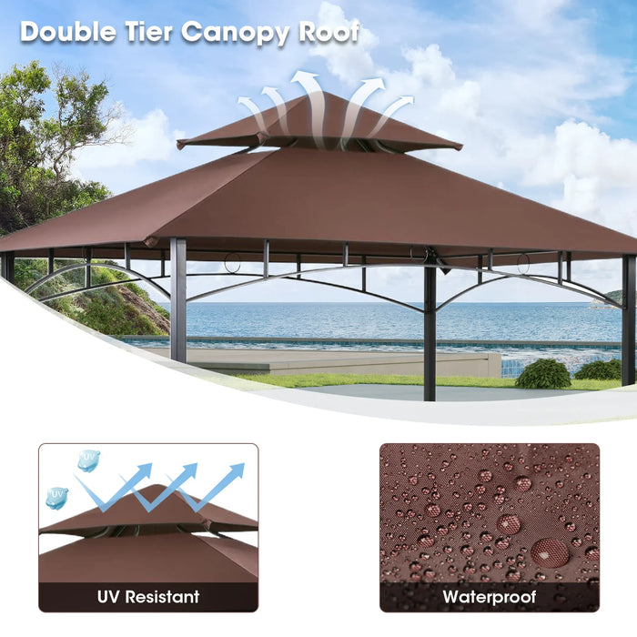 Outdoor Grill Gazebo Tent BBQ Canopy for Outdoor Grill Shelter BBQ Grill Gazebo Hardtop (L96 X W60 X H101 Inch) Brown