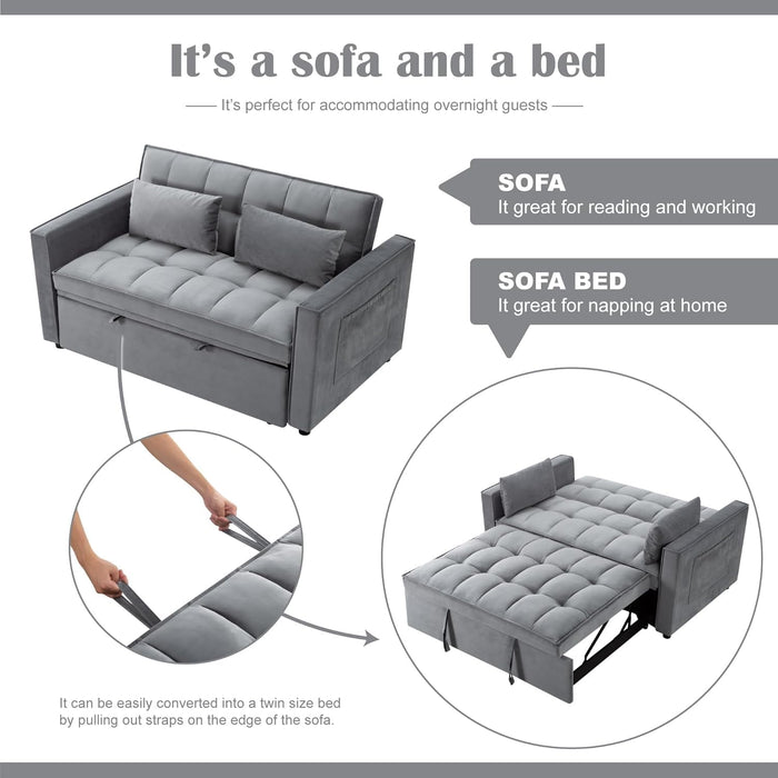 54 Inches Convertible Sofa Bed With AdjustableBackrest