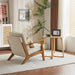 Beige Linen Mid Century Upholstered Armchair Lumbar