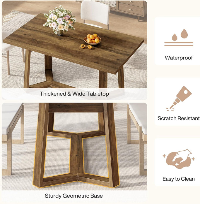 47-Inch Rustic Brown Rectangular Dining Table Geometricbase