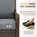 360° Swivel Wicker Patio Chair Set of 2, Handwoven PE Rattan, 5.5" Thick Olefin Cushions, Weatherproof Conversation Seating for Porch Deck Backyard, Brown/Gray