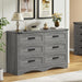 47" Farmhouse 6-Drawer Dresser for Bedroom, Grey