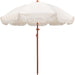 7.3Ft Cream/White Boho Fringe Beach Umbrella, 8Mm Ribs, Sand Anchor