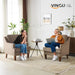 Light Brown Upholstered Midcentury Accent Chairs Pair