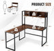 Reversible L-Shaped Desk with Hutch, Space Saving Corner Computer Desk with Storage Shelves, Home Office Study Writing Desk Computer Workstation with Storage Bookshelf, Gaming Desk